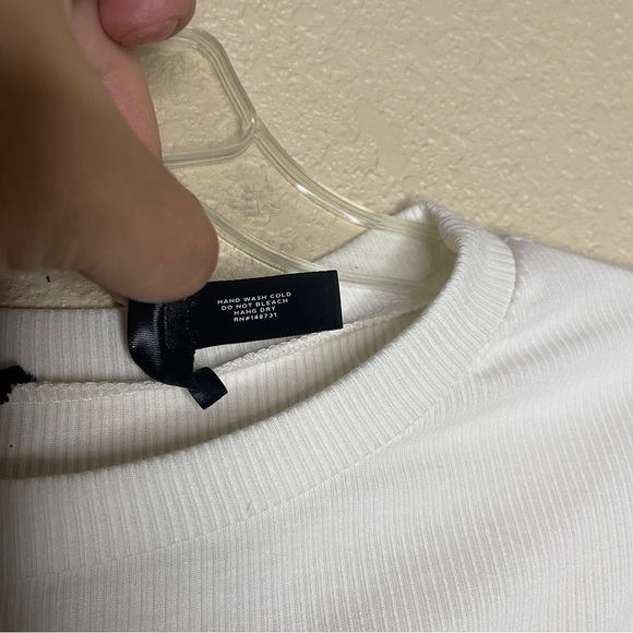 Aqua White Cut out Ribbed Long Sleeve Top Large - Picture 8 of 8